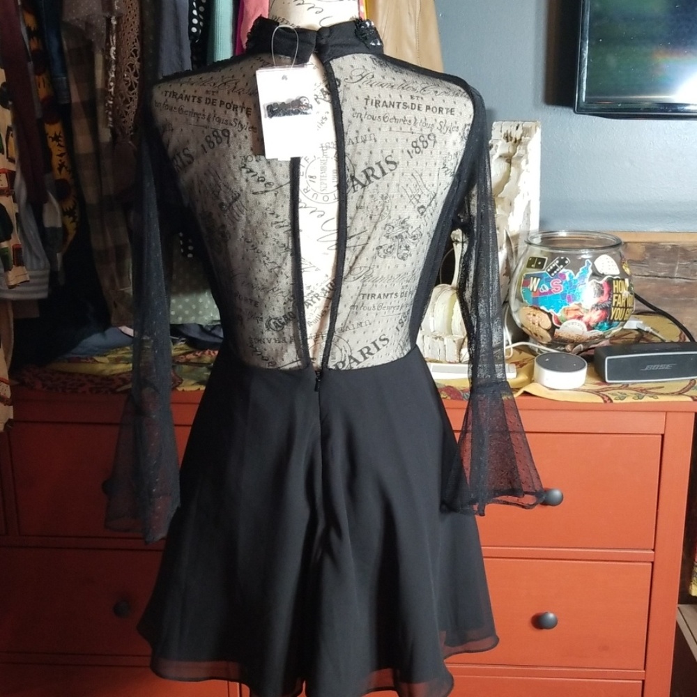 Asos Black Sequin Embellished Lace Dress - Picture 4 of 8